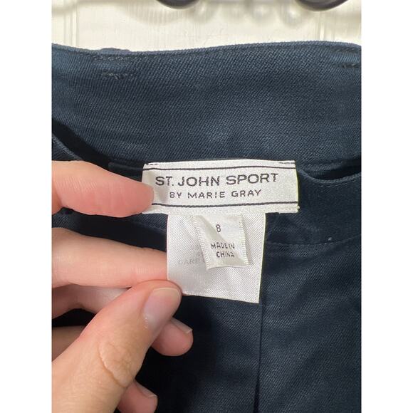 St. John Sport by Marie Gray Black Cargo Gold Zipper Straight Leg Pant size 8 - Picture 3 of 7